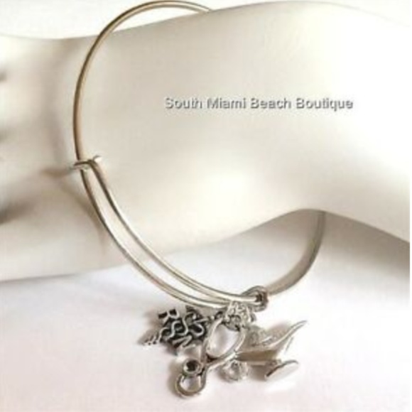 Nursing RN Caduceus Charm Bracelet Stethoscope Nightingale Lamp Graduation Gift - Picture 6 of 9
